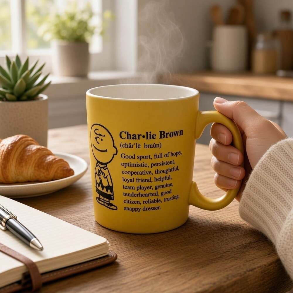 Hallmark Peanuts Charlie Brown Definition Mug Yellow Ceramic Snoopy Coffee Cup
